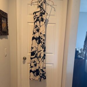 Tori Richard Black and Cream Floral Maxi Dress